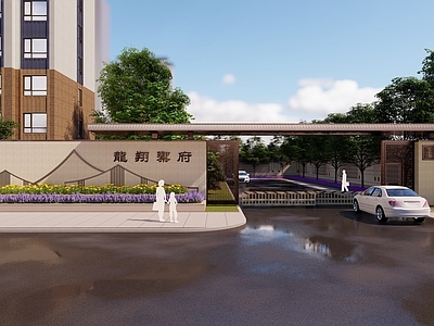 新中式现代入口大门 新中式小区大门 现代小区大门