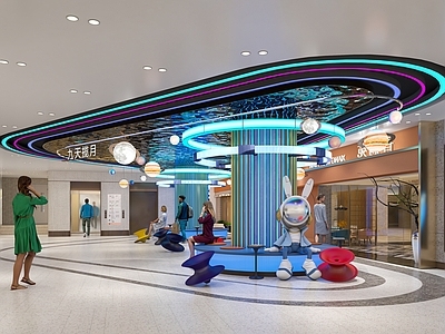 现代商场 商场过道 电梯厅 休息区