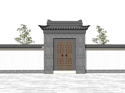 中式庭院门 庭院木门 中式门头 四合院大门