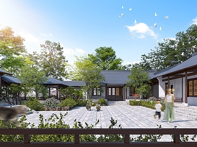 中式新中式公园景观 中式园林 中式公园 中式建筑 园林景观 公园