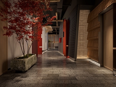 现代新中式中餐厅 餐厅走廊
