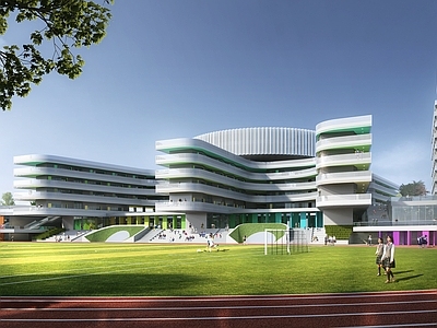 现代初中 九年制高级中学 创新学校 学校透视 高级中学立面 实验高级中学