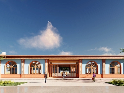 现代其他公共建筑 中式新疆风格 乡村集市 乡村公共空间 村镇集市建筑 贸易建筑