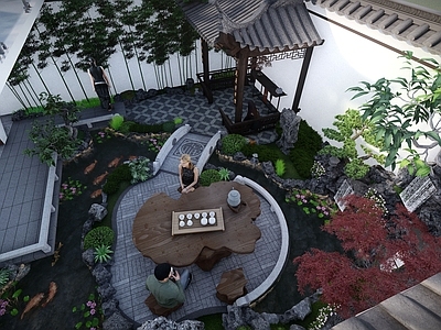 新中式屋顶花园 屋顶花园 庭院花园 庭院 花园