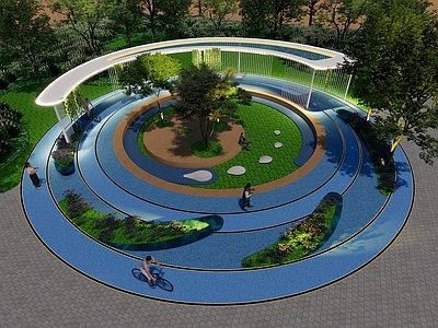 现代口袋公园 现代公园 街头公园 圆形公园