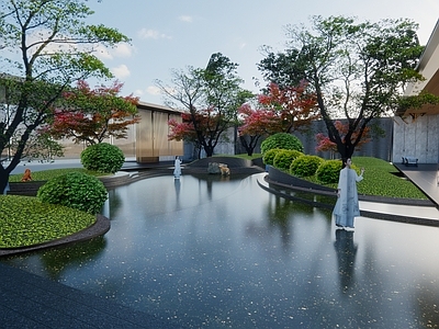 现代屋顶花园 禅意内廷景观 新中式天井花园 下沉庭院