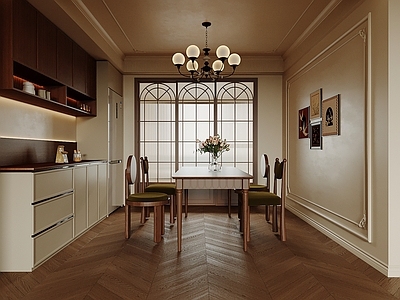 中古家居餐厅 中古风餐厅 酒柜 餐桌椅