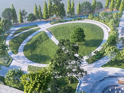 现代简约景观公园 公园广场 艺术地形 剧场