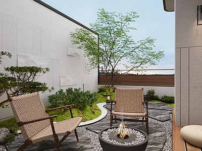 现代侘寂阳台 休闲阳台 花园露台 空中花园 四代住宅