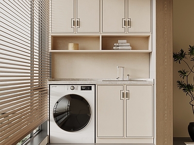 新中式阳台 新中式阳台 洗衣机柜