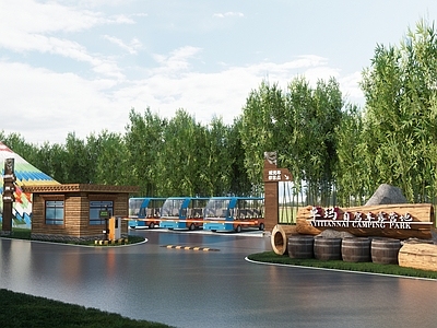现代景观公园 藏式露营基地 自驾游营地公园 藏式建筑 观光车换乘点 自驾车停车场