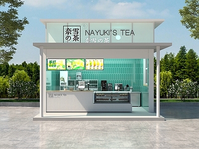 现代极简便利店 奶茶店 售货亭