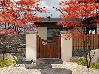 现代日式庭院小品 庭院花园门 现代日式庭院门 枯山水庭院小品 庭院花园水景小品 民宿大门