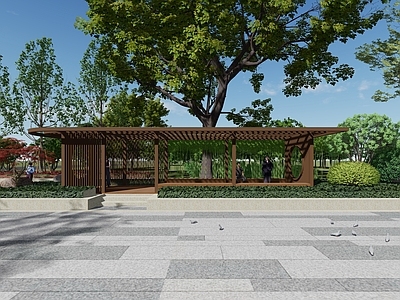 现代口袋公园 口袋公园 道路节点景观 景观长廊