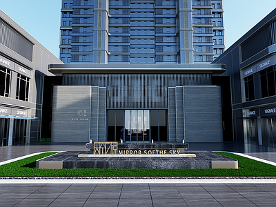 现代入口大门 小区入口大门 入口水景 门头 LOGO 叠水