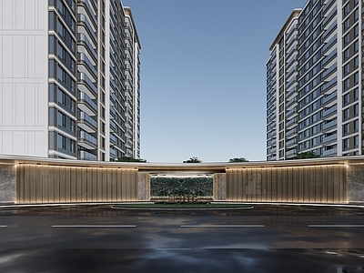 现代轻奢入口大门 国贸蓉上住宅门楼 酒店式落客 入口门楼 入口景墙 阔尺