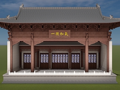 中式复古古建筑 中式复古建筑 中式戏台 大殿