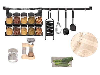 厨房用品 厨房置物架 厨具 厨房摆件 调料瓶 西葫芦 蔬菜 调料品