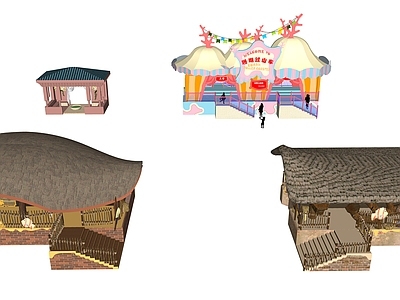 轻奢复古其他景观小建筑 景观建筑 景观驿站 卡通建筑 游乐园建筑 特色建筑