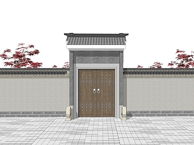 中式庭院门 庭院木门 四合院门头 中式大门