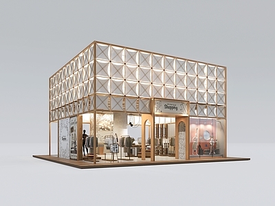 现代原木其他商业建筑 原木风格快闪店