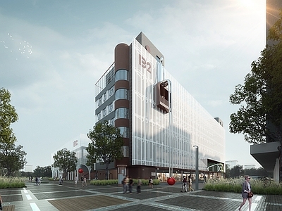 现代新中式产业园办公楼 产业园建筑 产业园景观 建筑外立面改造