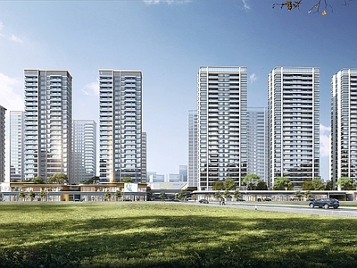 现代高层住宅 现代住宅 住宅沿街 商业沿街 商业街