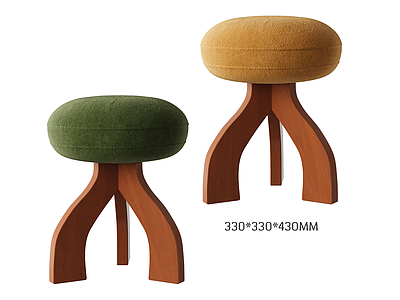 复古轻奢妆台妆凳 水母凳 实木中古化妆凳子 卧室梳妆台椅子 高级感换鞋凳 沙发凳圆凳