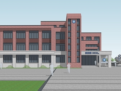 新中式现代学校建筑 教学楼学校