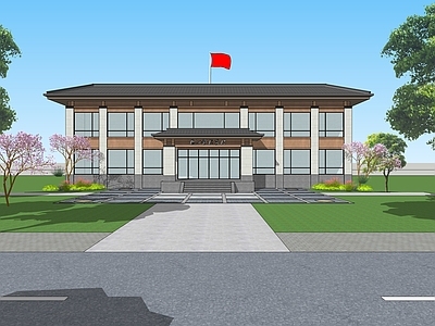 中式复古小公建 新中式党群服务中 乡村党群范围中心
