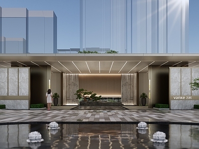 现代入口大门 万科眉山住宅 示范区门楼 前场 酒店式 住宅入口门楼