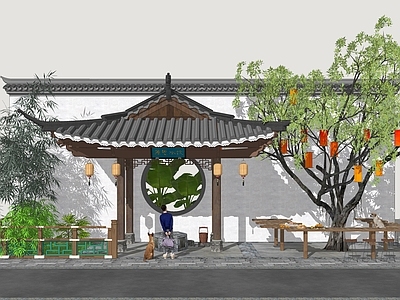 现代新中式口袋公园 乡村古井 乡村景亭 祈福打卡点 乡村景墙