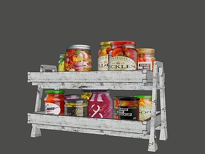 现代置物架 厨房置物架 层板 调味品 玻璃罐头