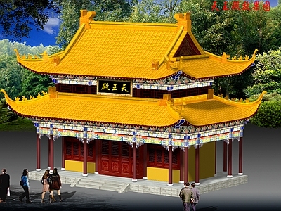 寺庙 寺庙天王殿 三门重檐大殿 观音殿 仿古大殿 施工图