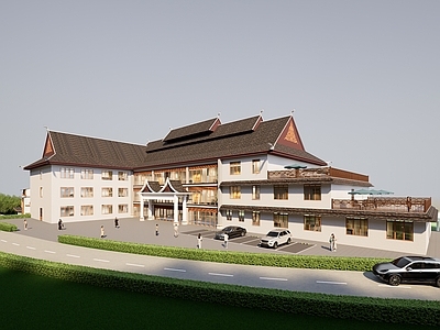 现代侘寂酒店建筑 泰式酒店建筑
