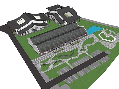 新中式其他商业建筑 民宿酒店 游客集散 新中式 礼堂