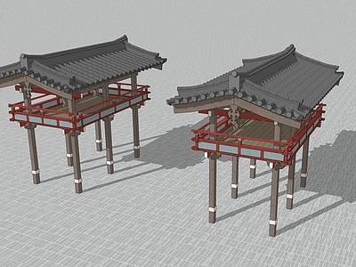 中式古建筑 中式古建筑 商业露台 瞭望台