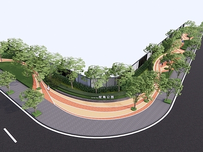 现代口袋公园 街角公园 线性公园 转角景观 塑胶场地 运动公园