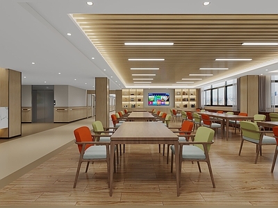 现代食堂 养老院 餐厅 食堂