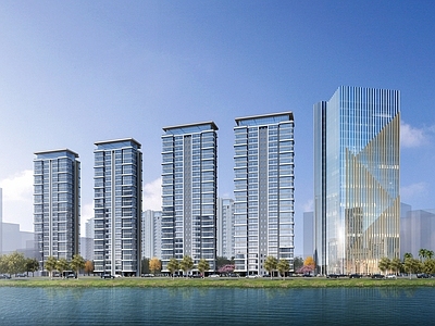 现代高层住宅 现代轻奢小区 高层豪宅 大平层 多元化大社区 商务办公楼