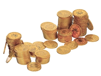 现代复古摆件组合 金币 铜币 硬币 硬币 纪念币 古董金币