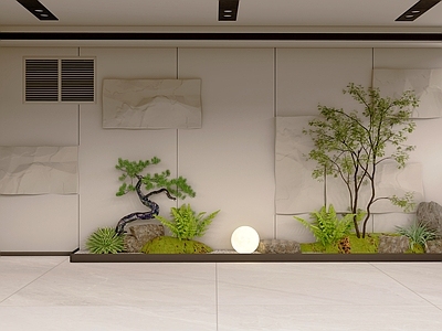 现代禅意办公园区景观 办公区 中庭立面