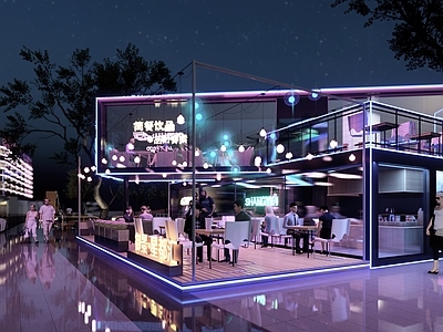 现代商业综合体景观 咖啡馆 咖啡厅