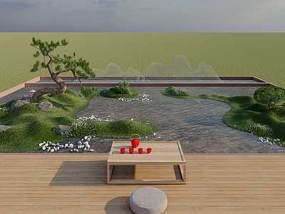 新中式禅意其他景观小品 景观小品 禅意 水景 微地形