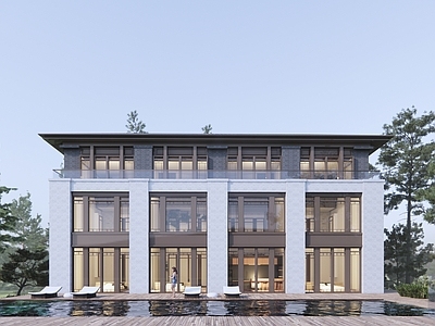 新中式酒店建筑 温泉酒店建筑 多层酒店建筑