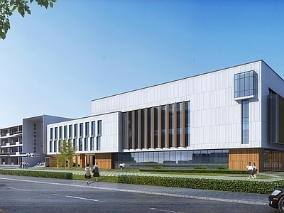 现代学校建筑 教学楼学校 风雨操场