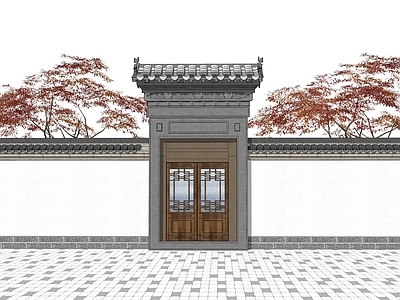 中式庭院门 庭院木门 中式门头 四合院大门