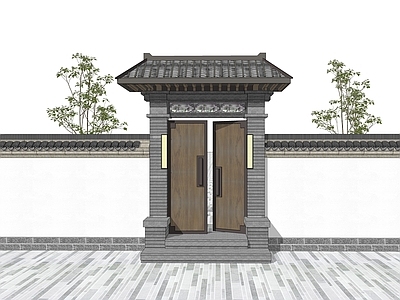 中式庭院门 庭院木门 中式大门 四合院门头