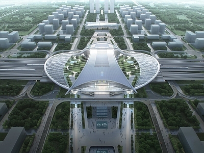 现代火车站 高铁站设计 火车站投标方案 雄安站投标方案