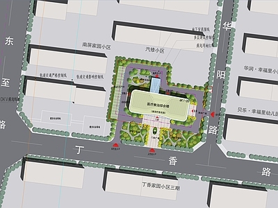 现代医院建筑 医院总图 社区医院总图 社区卫生服务中心 施工图